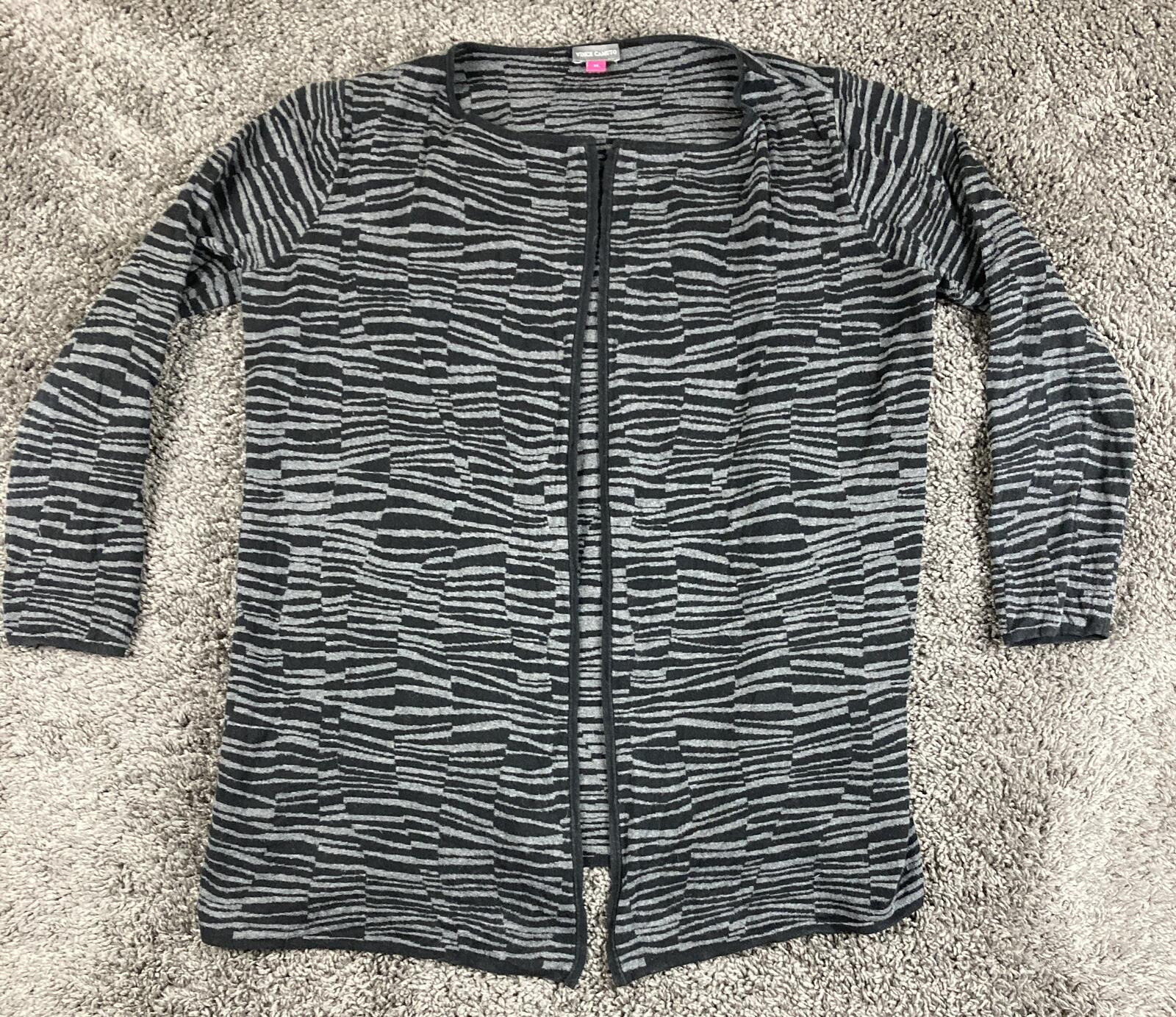 Vince Camuto Open Cardigan Sweater Women's Black Gray Zebra Print  Sz Medium