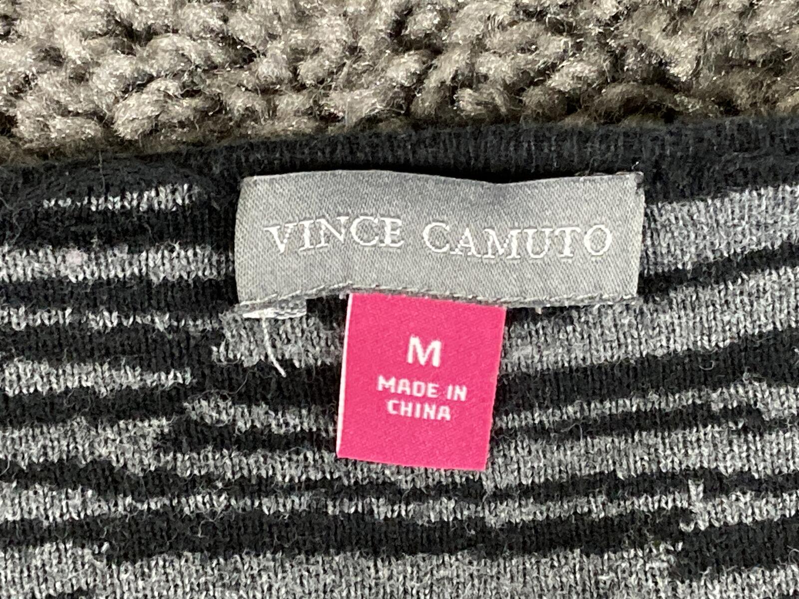 Vince Camuto Open Cardigan Sweater Women's Black Gray Zebra Print  Sz Medium