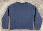 Athleta Puffer Sweatshirt Womens SP Navy Blue Crewneck Side Zips