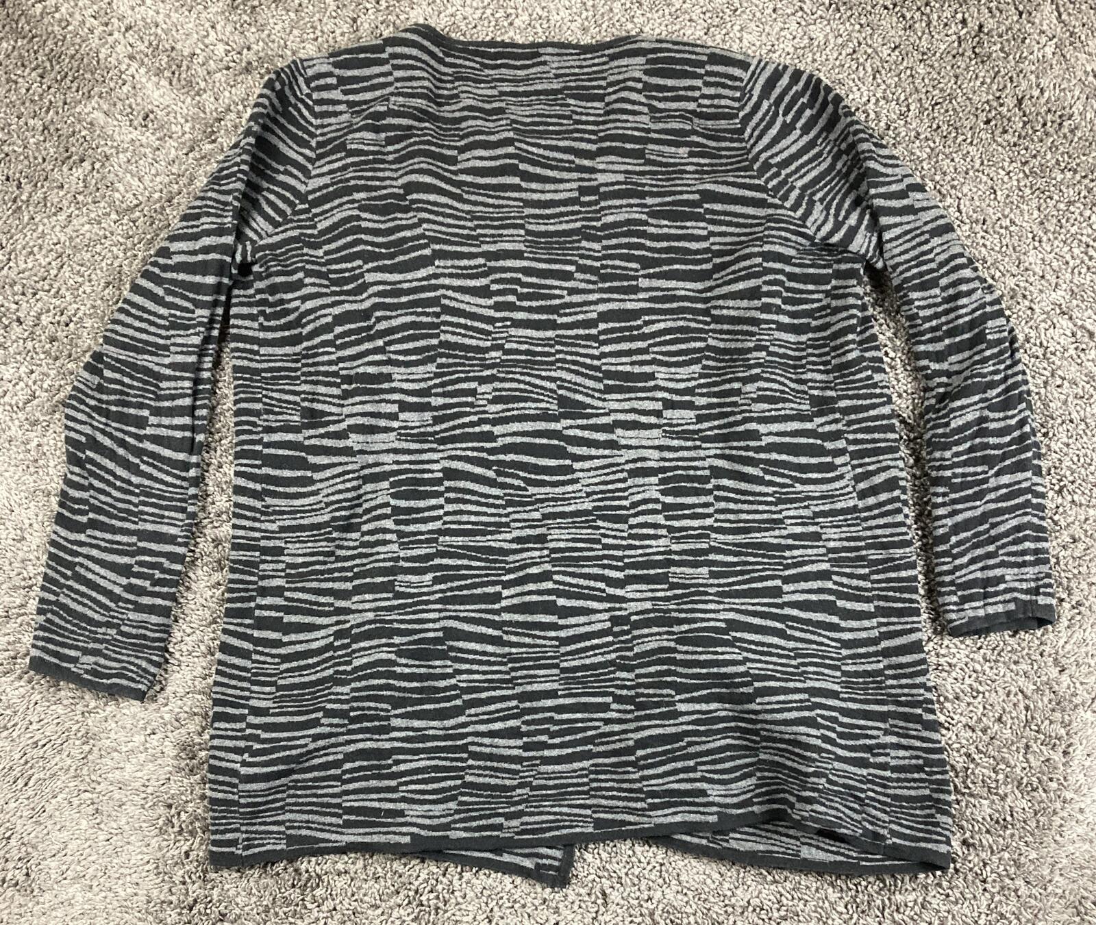 Vince Camuto Open Cardigan Sweater Women's Black Gray Zebra Print  Sz Medium