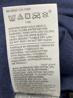 Athleta Puffer Sweatshirt Womens SP Navy Blue Crewneck Side Zips