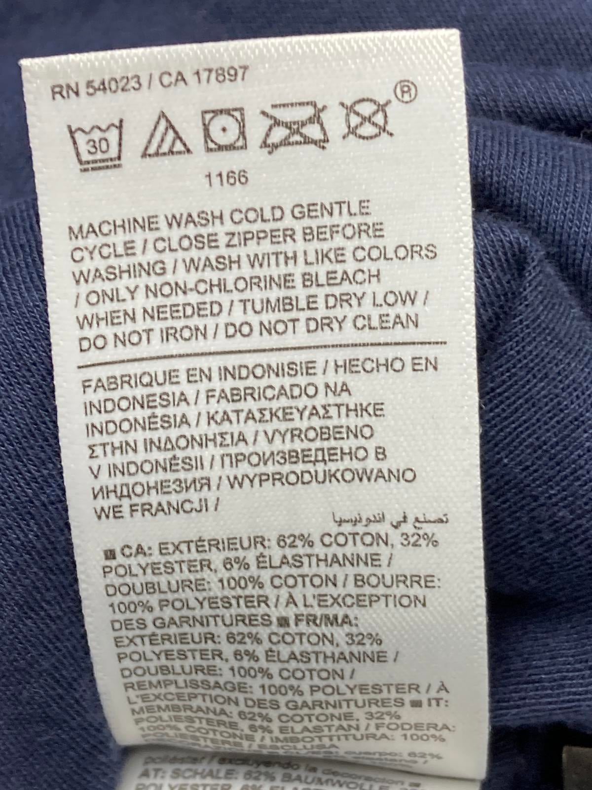 Athleta Puffer Sweatshirt Womens SP Navy Blue Crewneck Side Zips