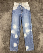 PacSun 90s Boyfriend Jeans Womens Sz 23 Blue Bleach Splatter Tie Dye 100% Cotton