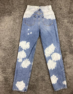 PacSun 90s Boyfriend Jeans Womens Sz 23 Blue Bleach Splatter Tie Dye 100% Cotton