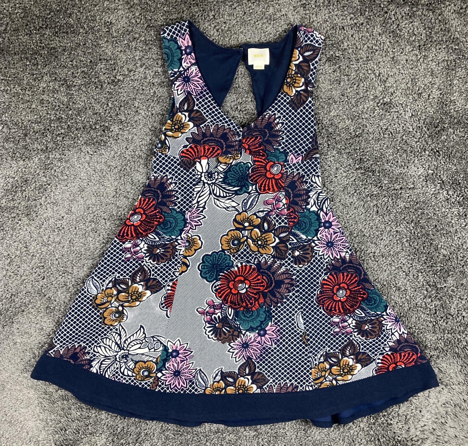 Maeve Anthropologie Fairchild Floral Fit Flare V Neck Racerback Dress Womens M