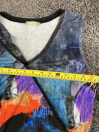 Dolcezza Simply Art Sleeveless Top Angel Movano Rivas Abstract Print V-Neck S