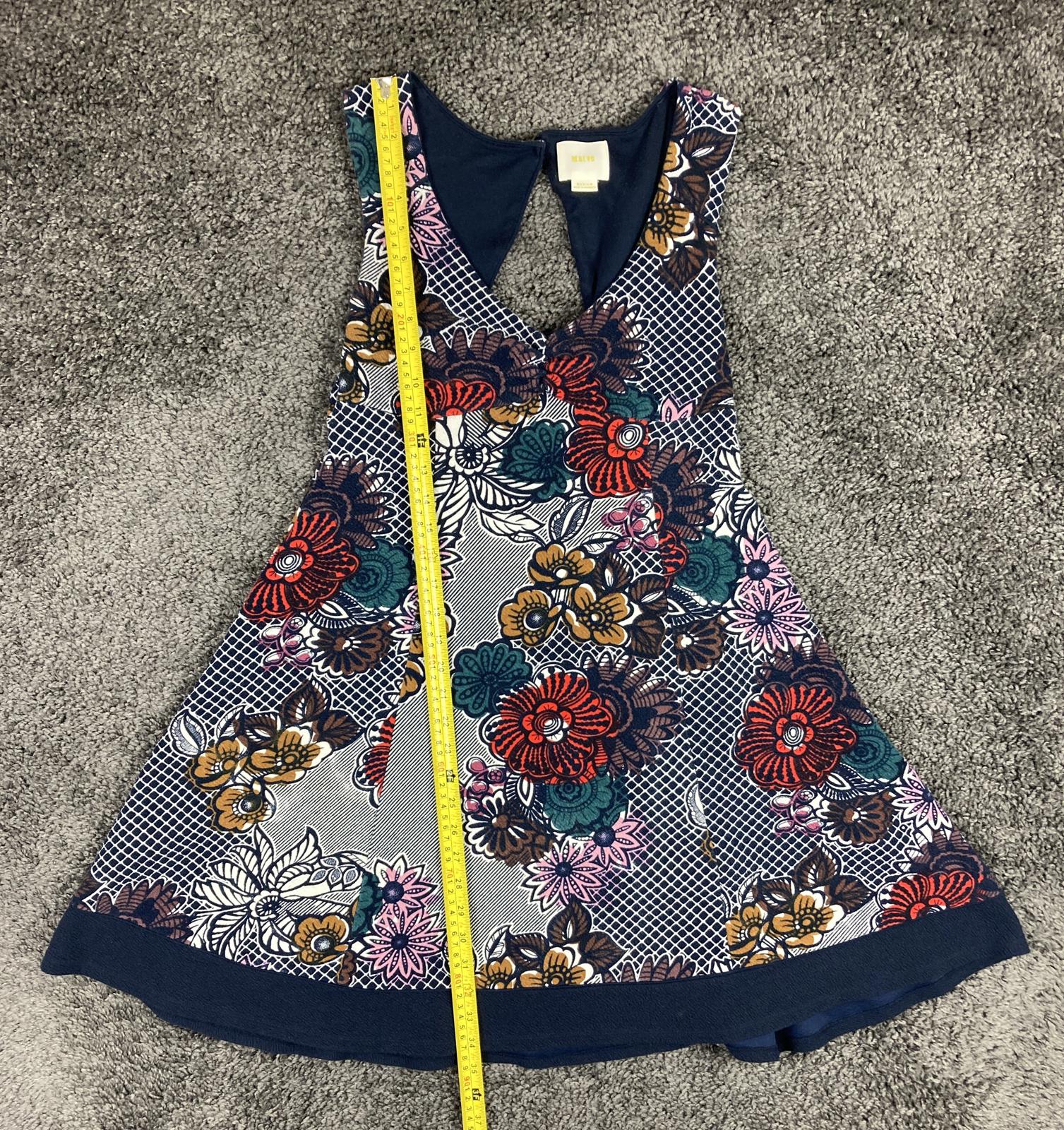 Maeve Anthropologie Fairchild Floral Fit Flare V Neck Racerback Dress Womens M
