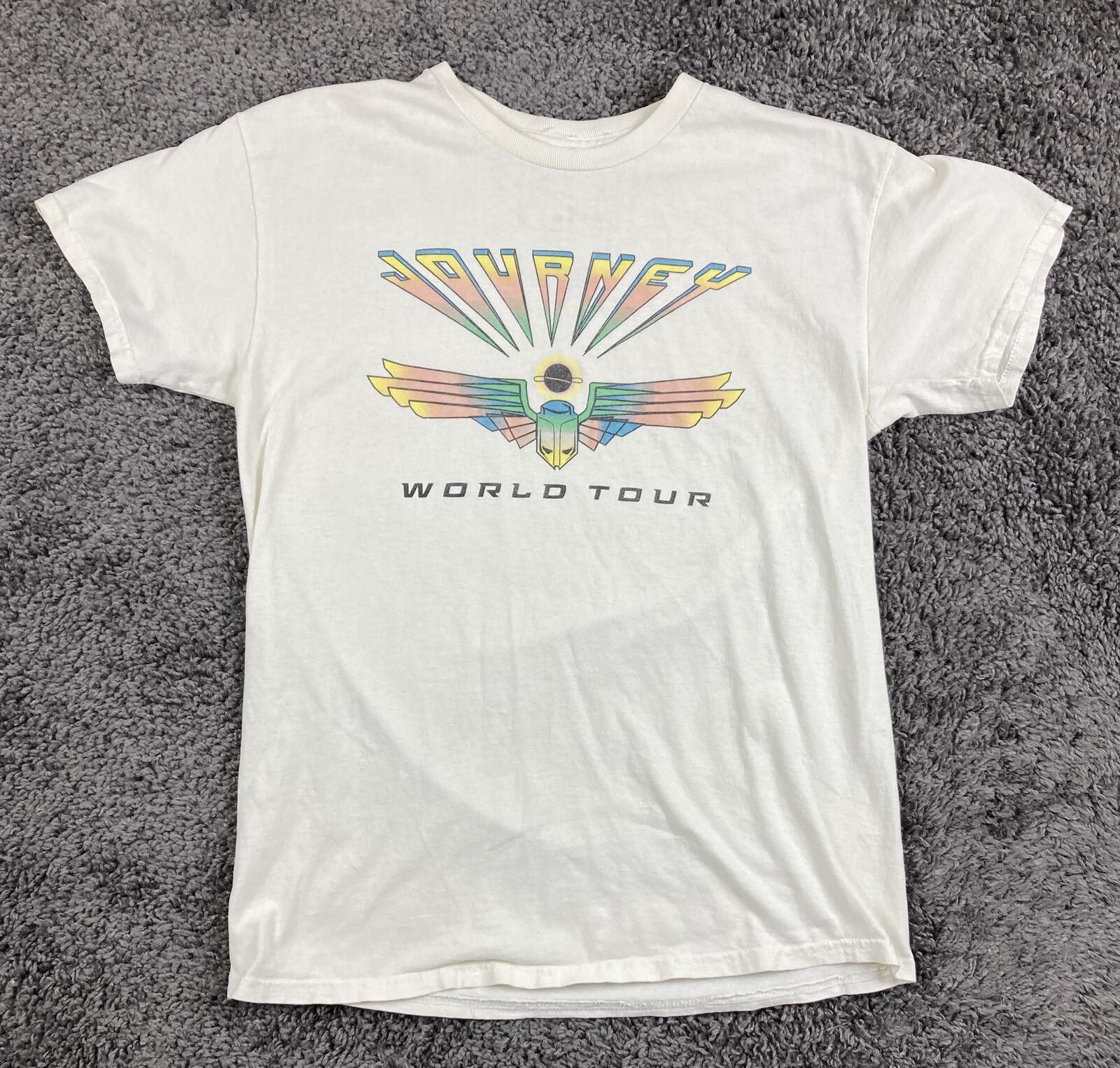 Journey Band T-Shirt  White World Tour Graphic Vinyl Icons Rock Music 2023 Sz S