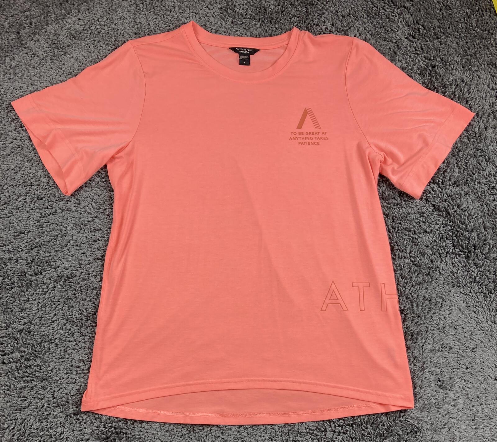 Athleta Allyson Felix Legend Tee  Canyon Coral Patience Graphic T-Shirt Sz M