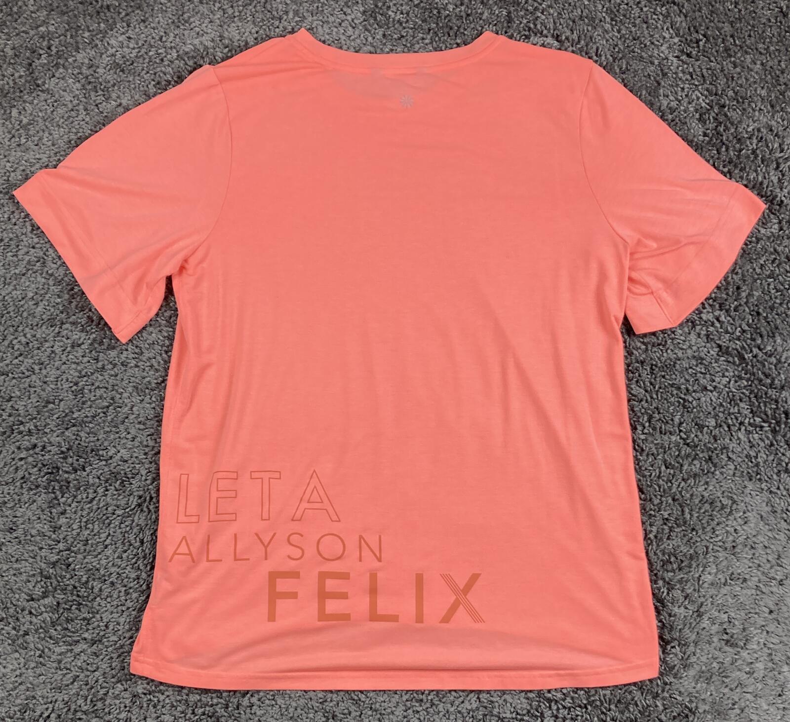 Athleta Allyson Felix Legend Tee  Canyon Coral Patience Graphic T-Shirt Sz M