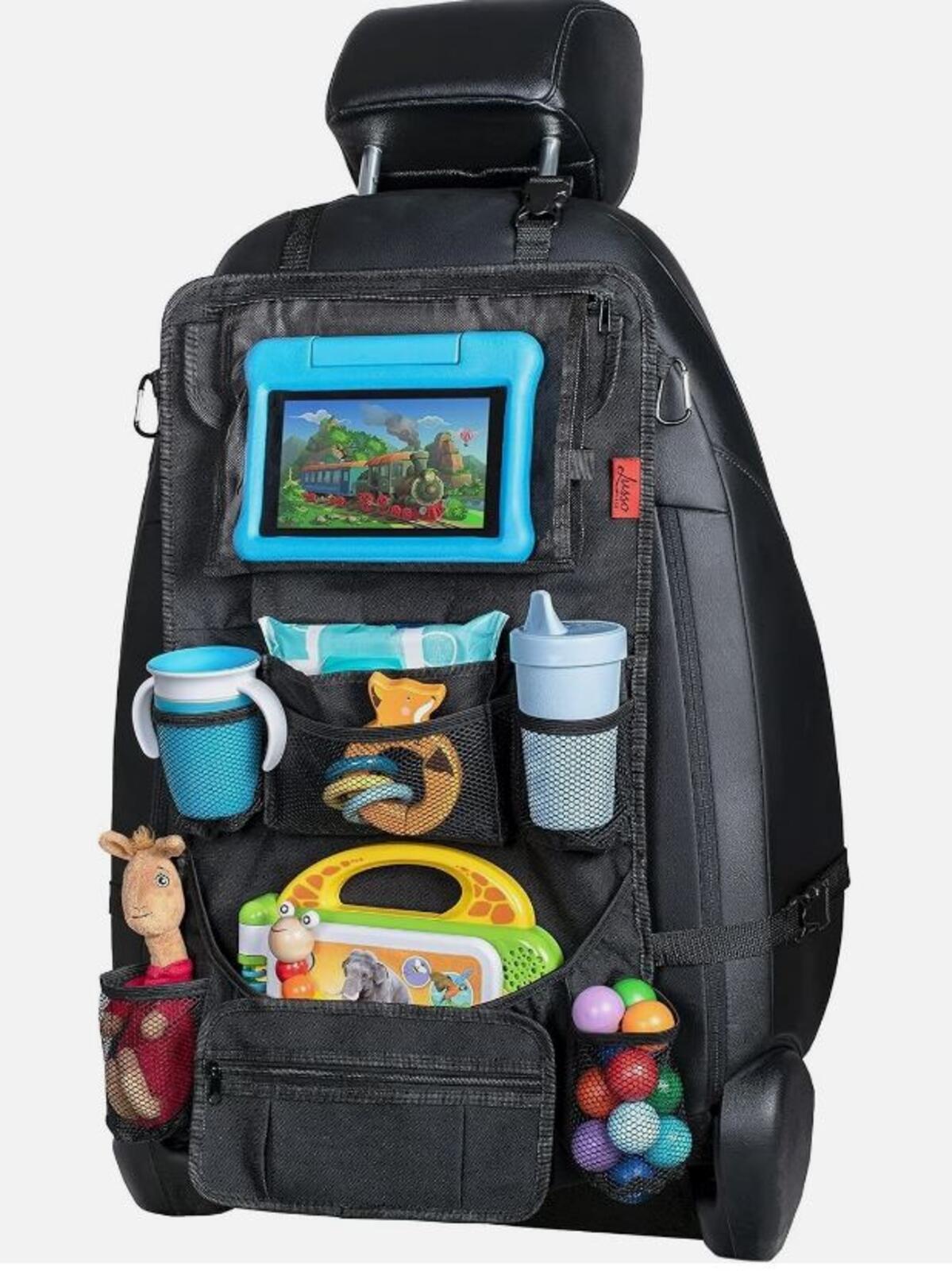 Lusso Gear Car Back Seat Organizer Black Travel Storage Hanging Bag Kids Baby