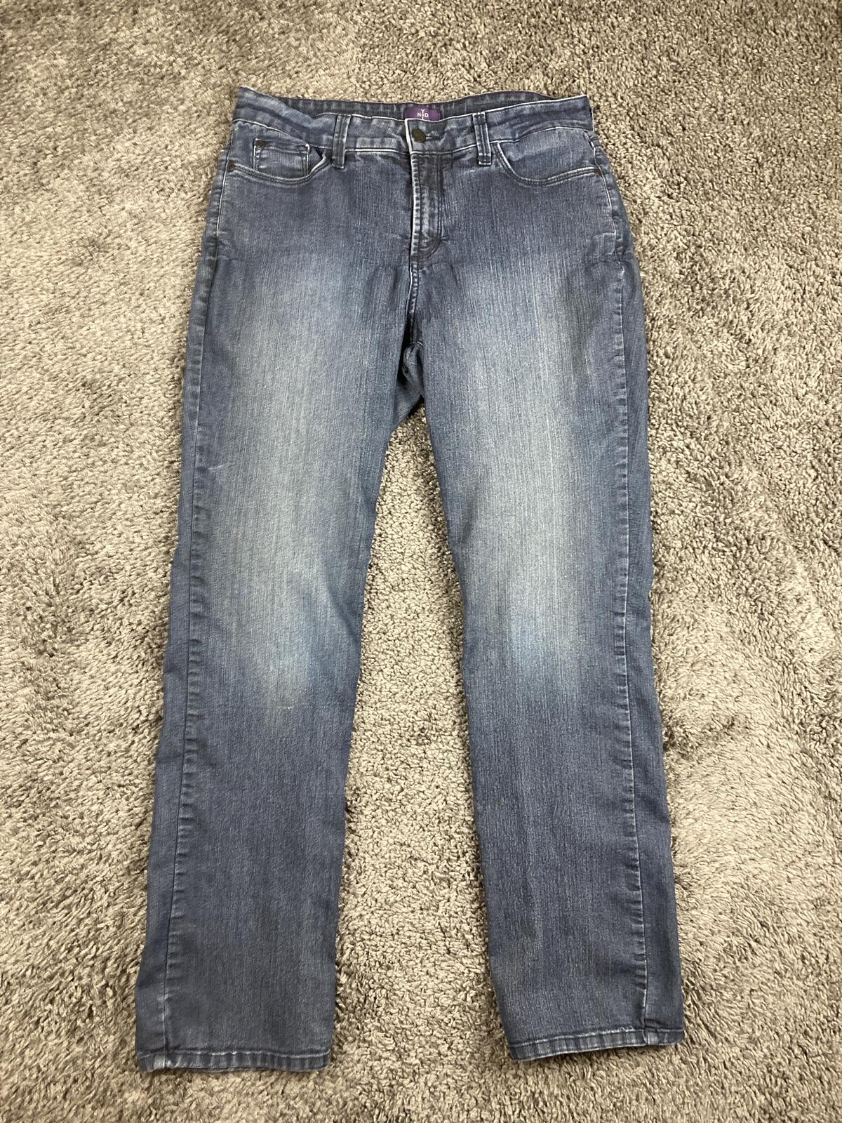 NYDJ Marilyn Straight Leg Jeans Wash Lift Tuck Made in USA Blue Denim Sz 12 M