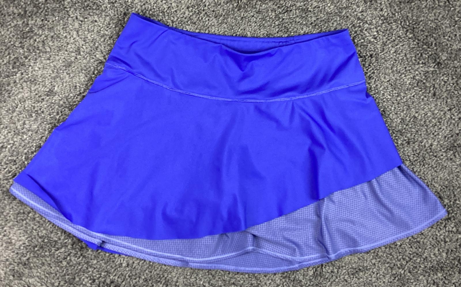 Athleta Ace Mesh Skort Size L Blue Tennis Golf Running Built In Shorts