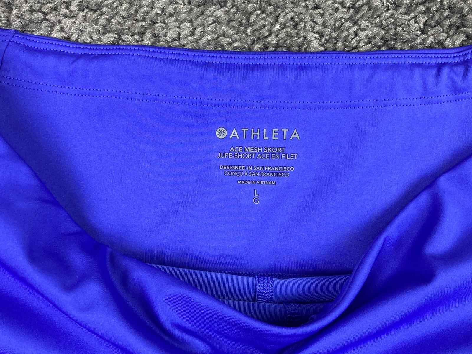 Athleta Ace Mesh Skort Size L Blue Tennis Golf Running Built In Shorts