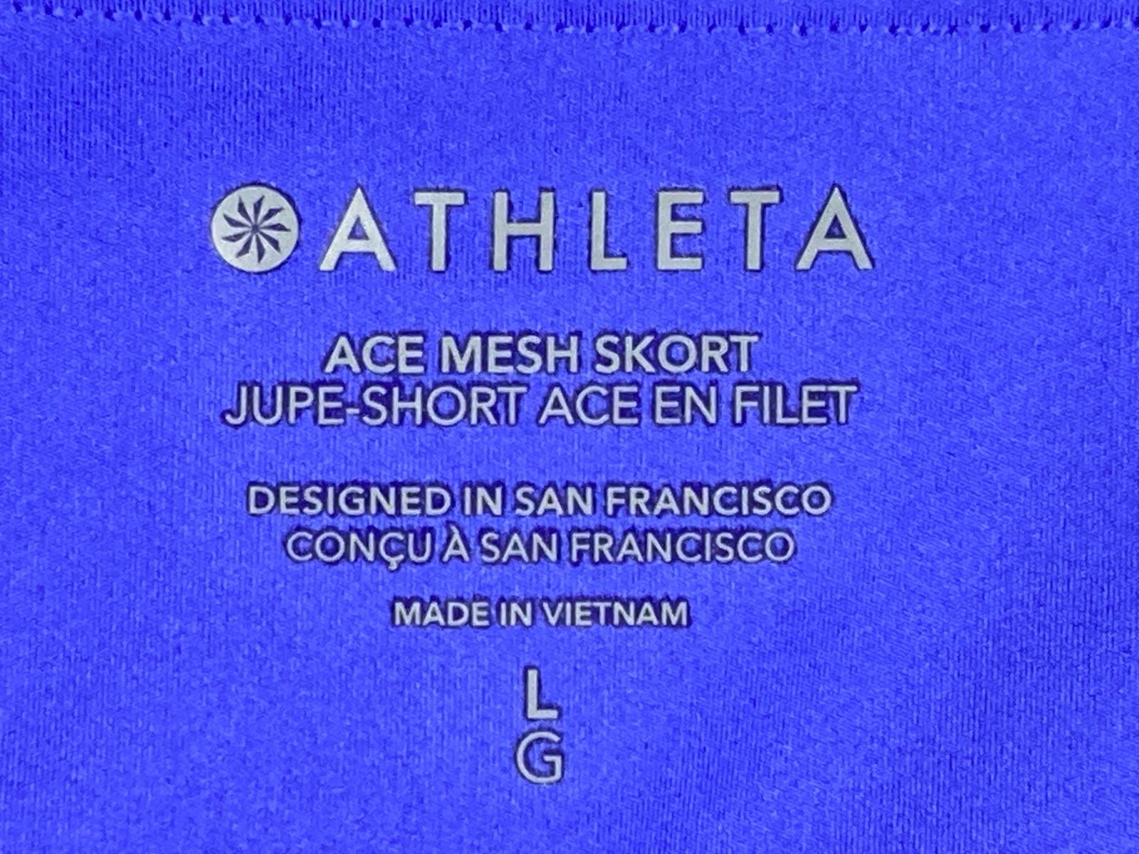 Athleta Ace Mesh Skort Size L Blue Tennis Golf Running Built In Shorts