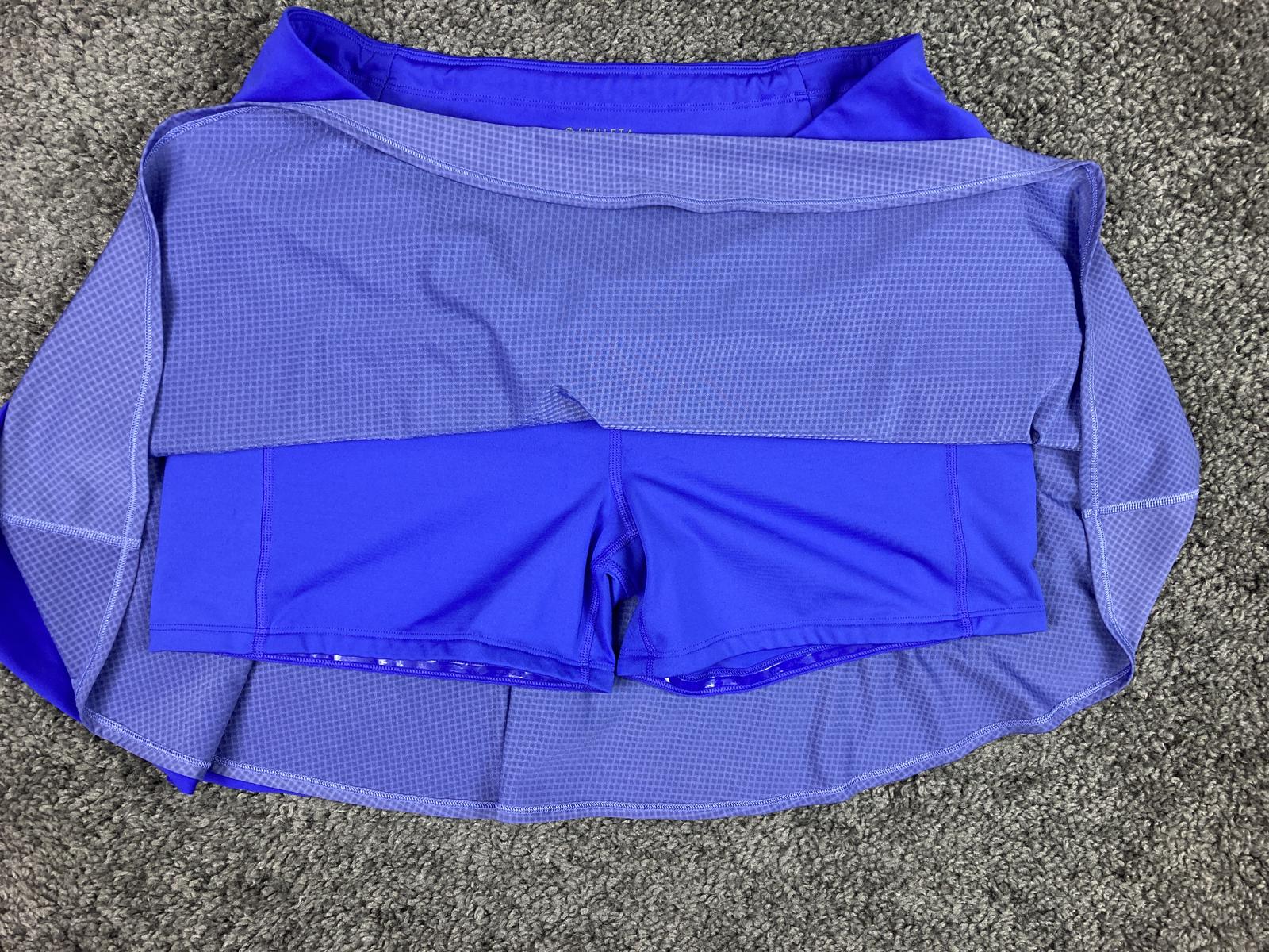 Athleta Ace Mesh Skort Size L Blue Tennis Golf Running Built In Shorts