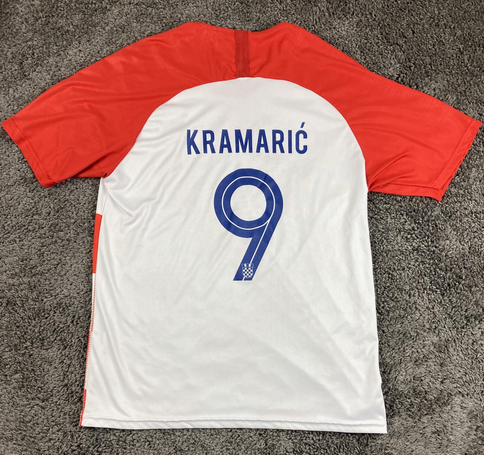 Croatia Soccer Jersey Kramarić #9 Men's Red White Checkered Home Football Kit XL