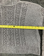 Rachel Zoe Gray Chenille Sweater Cable Knit Mock Neck Cropped Boxy Pullover XS