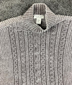 Rachel Zoe Gray Chenille Sweater Cable Knit Mock Neck Cropped Boxy Pullover XS