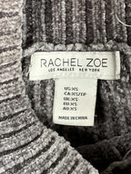 Rachel Zoe Gray Chenille Sweater Cable Knit Mock Neck Cropped Boxy Pullover XS