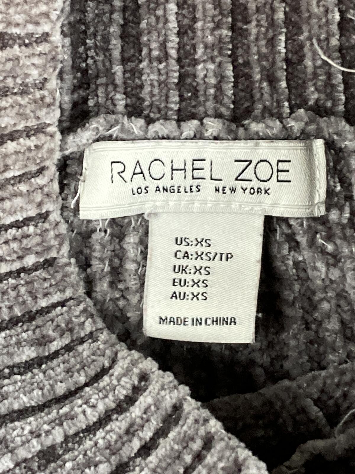 Rachel Zoe Gray Chenille Sweater Cable Knit Mock Neck Cropped Boxy Pullover XS