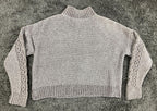 Rachel Zoe Gray Chenille Sweater Cable Knit Mock Neck Cropped Boxy Pullover XS