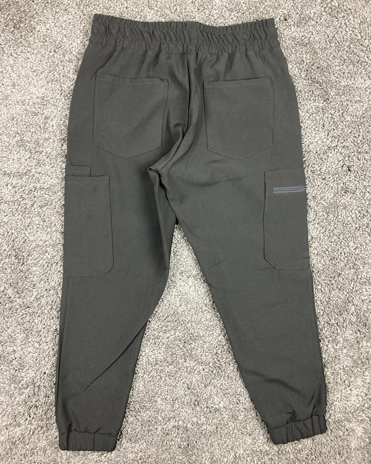 Luuna Astra Jogger Scrub Pants Womens Petite Size S Black Cargo Pockets NWT