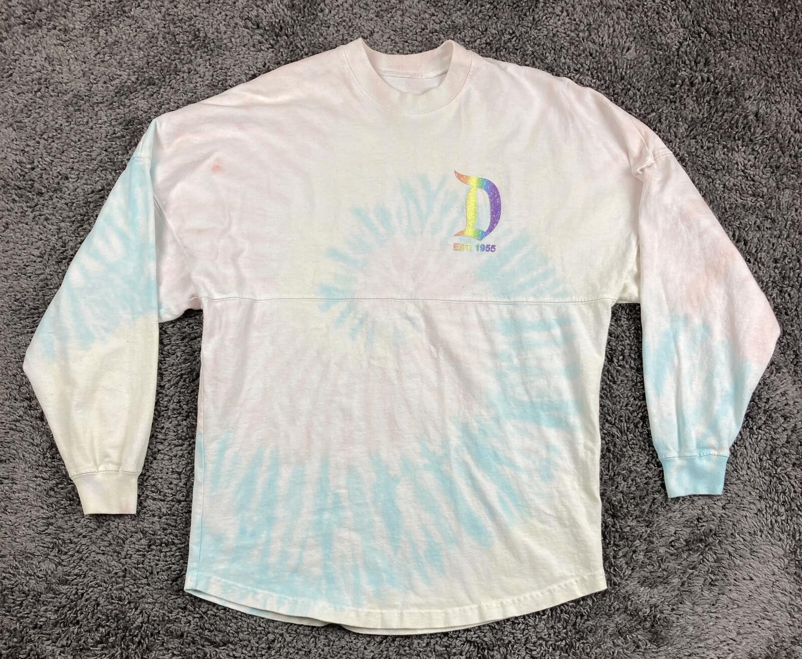 Disney Parks Sweatshirt Disneyland Resort Tie Dye Women's Pastel Glitter Sz XS