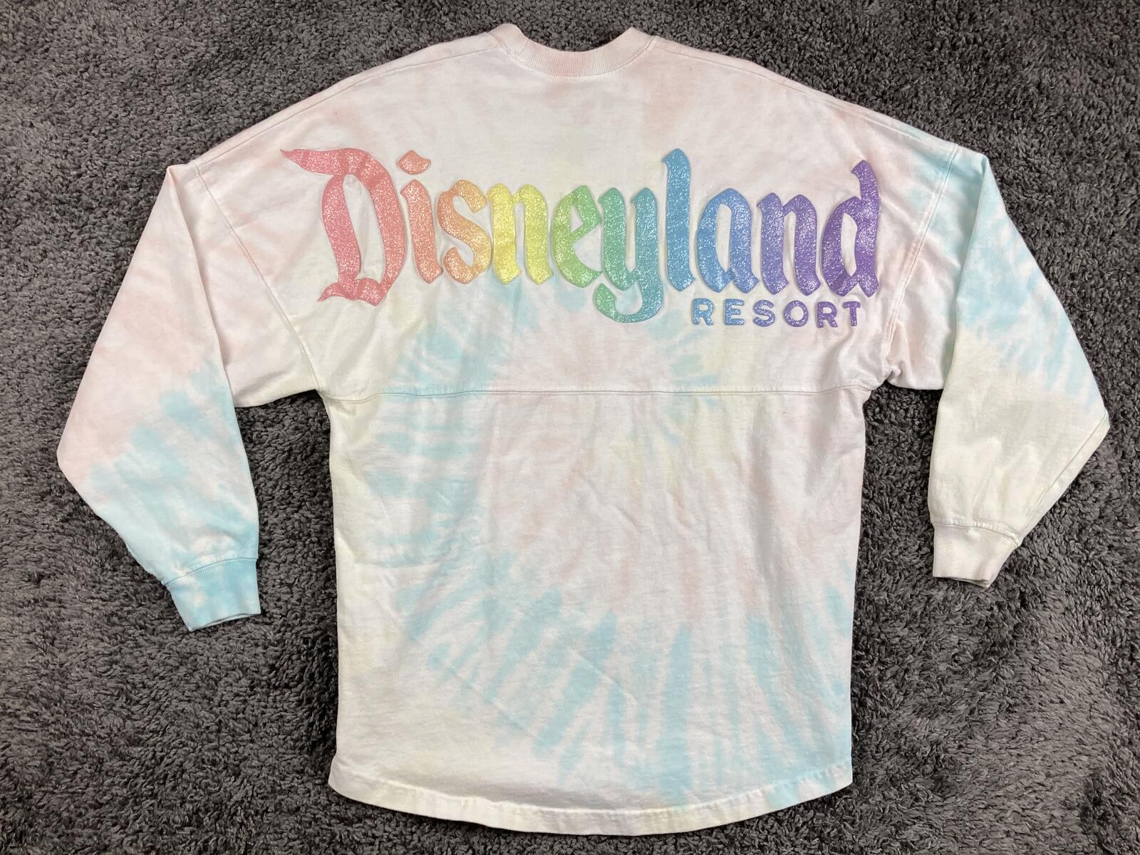 Disney Parks Sweatshirt Disneyland Resort Tie Dye Women's Pastel Glitter Sz XS