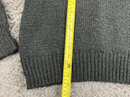 Vintage F&E Design Sweater Mens Black Acrylic Knit Henley Button Front Pocket XL