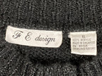 Vintage F&E Design Sweater Mens Black Acrylic Knit Henley Button Front Pocket XL