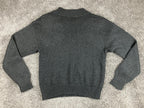 Vintage F&E Design Sweater Mens Black Acrylic Knit Henley Button Front Pocket XL