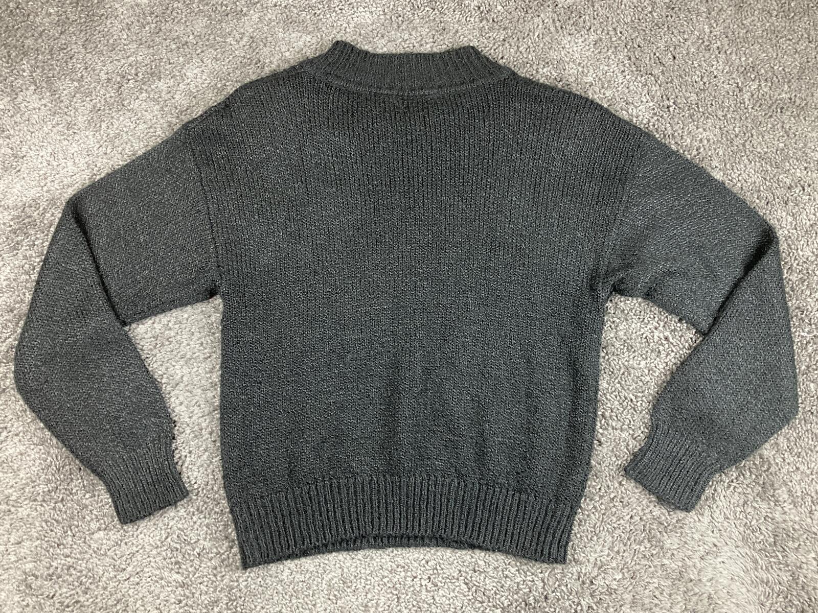 Vintage F&E Design Sweater Mens Black Acrylic Knit Henley Button Front Pocket XL