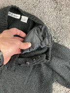 Vintage F&E Design Sweater Mens Black Acrylic Knit Henley Button Front Pocket XL