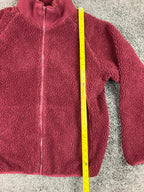 Brandy Melville Teddy Sherpa Fleece Full Zip Jacket Burgundy Womens Large