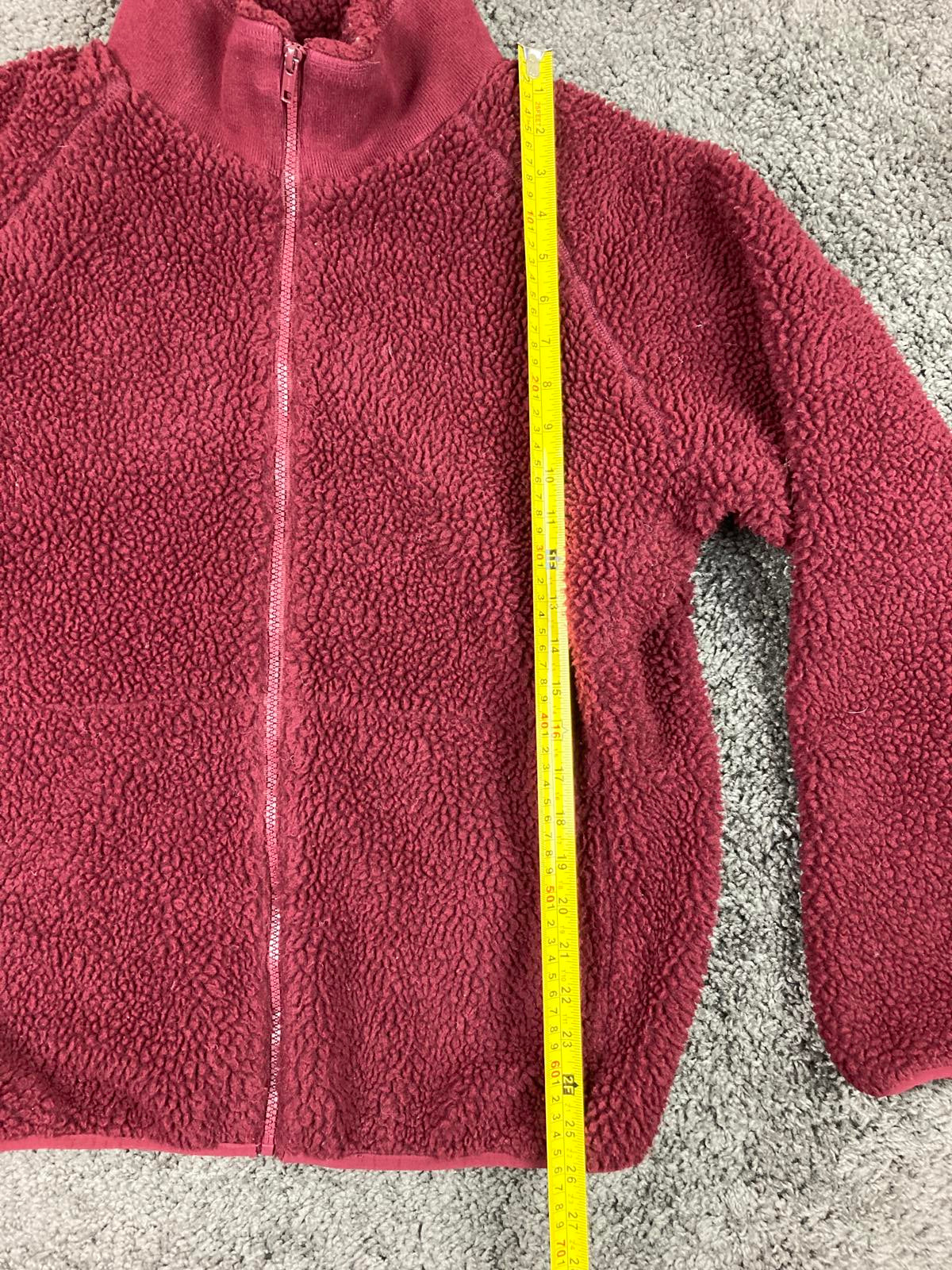 Brandy Melville Teddy Sherpa Fleece Full Zip Jacket Burgundy Womens Large