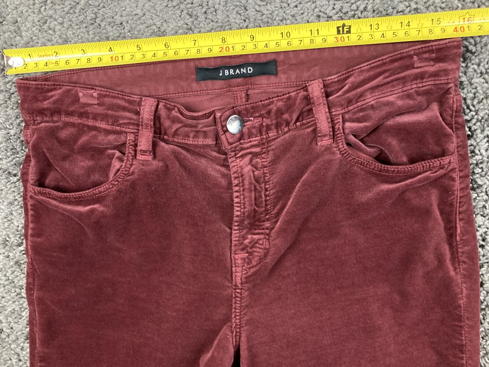 J Brand Maria High Rise Skinny Corduroy Jeans Oxblood Red Velvet Maroon Sz 30