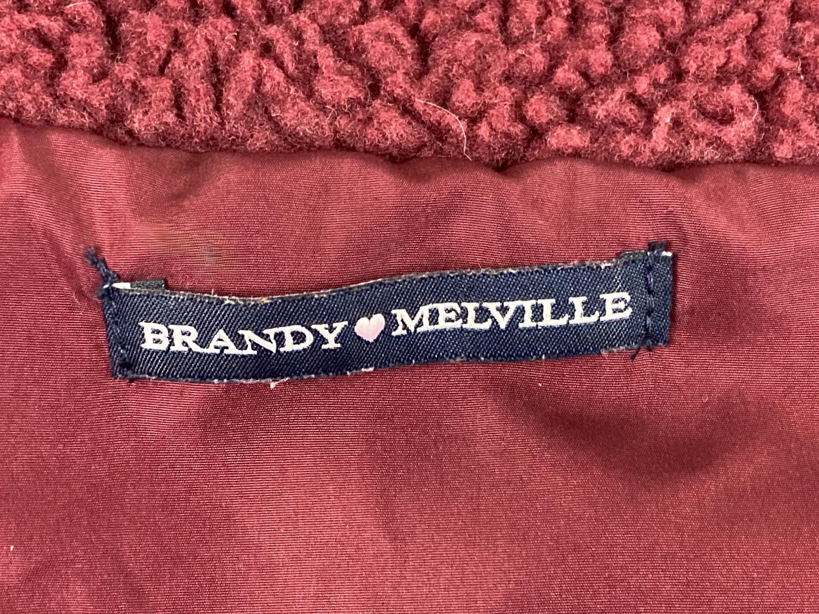 Brandy Melville Teddy Sherpa Fleece Full Zip Jacket Burgundy Womens Large