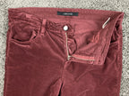 J Brand Maria High Rise Skinny Corduroy Jeans Oxblood Red Velvet Maroon Sz 30