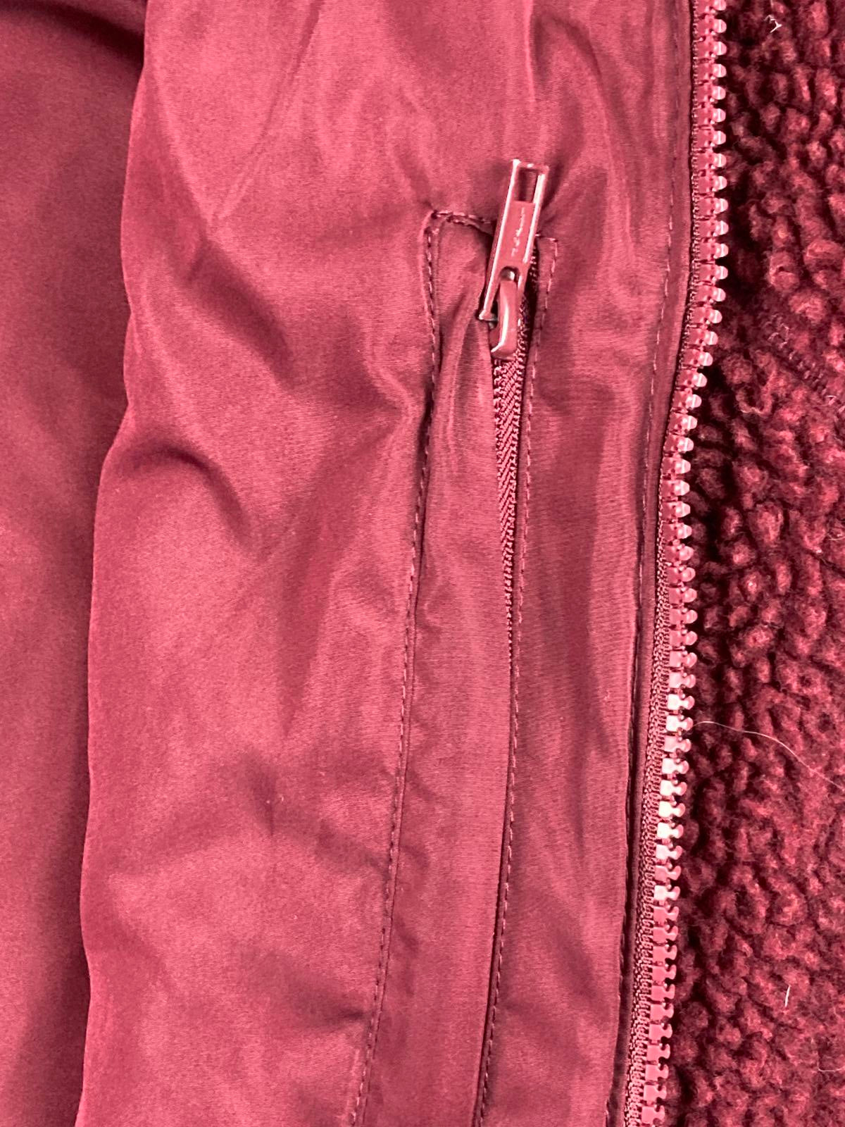 Brandy Melville Teddy Sherpa Fleece Full Zip Jacket Burgundy Womens Large