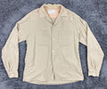Vintage Truval Wool Mens Medium 15 1/2 Tan Button Up Long Sleeve Shirt