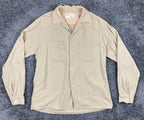 Vintage Truval Wool Mens Medium 15 1/2 Tan Button Up Long Sleeve Shirt