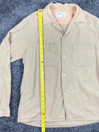 Vintage Truval Wool Mens Medium 15 1/2 Tan Button Up Long Sleeve Shirt