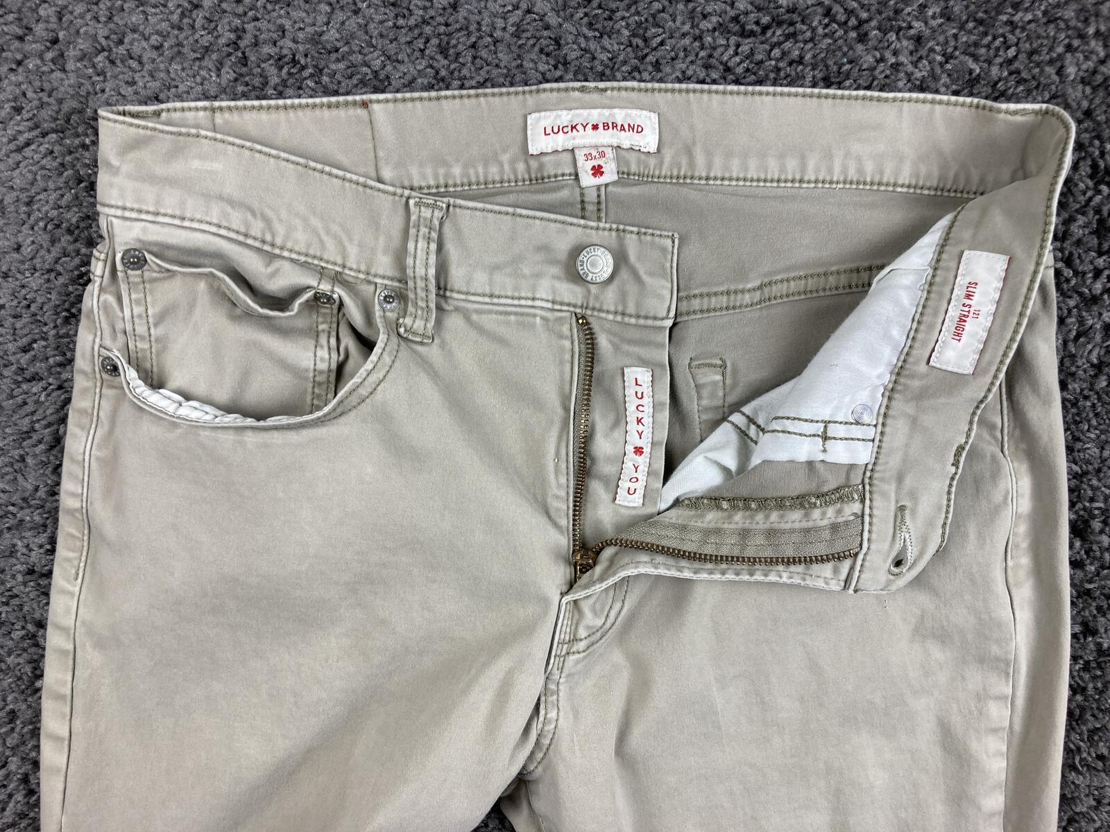 Lucky Brand 121 Slim Straight Beige Jeans 33x30