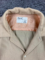 Vintage Truval Wool Mens Medium 15 1/2 Tan Button Up Long Sleeve Shirt