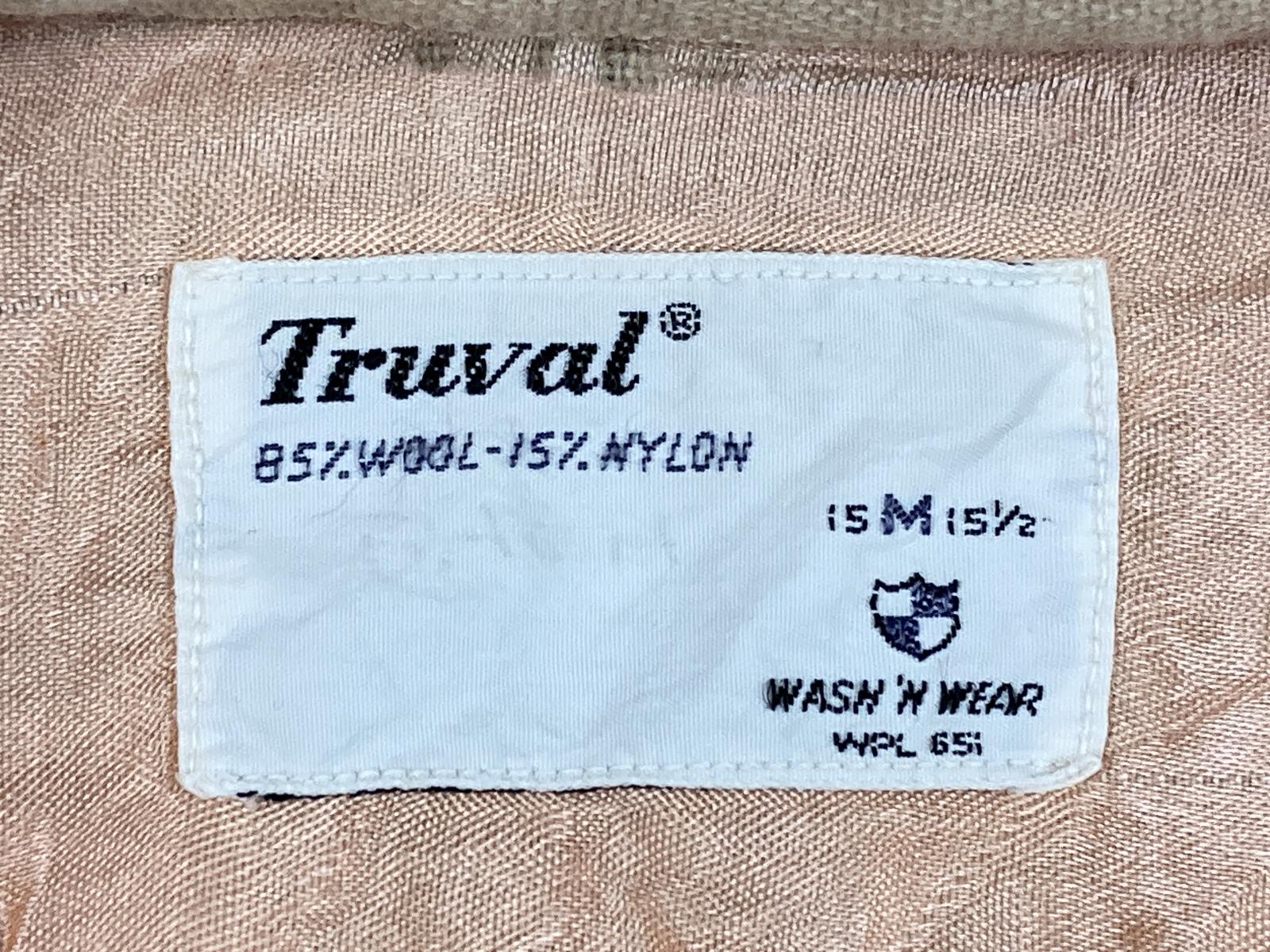 Vintage Truval Wool Mens Medium 15 1/2 Tan Button Up Long Sleeve Shirt