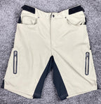 Zoic Mens Mountain Bike Shorts Tan Stretch Waist Zip Pockets Size L