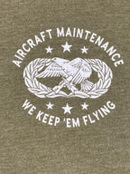 Bunker 27 Men's USAF Aircraft Maintenance T-Shirt Flight Line Warrior Green Sz M