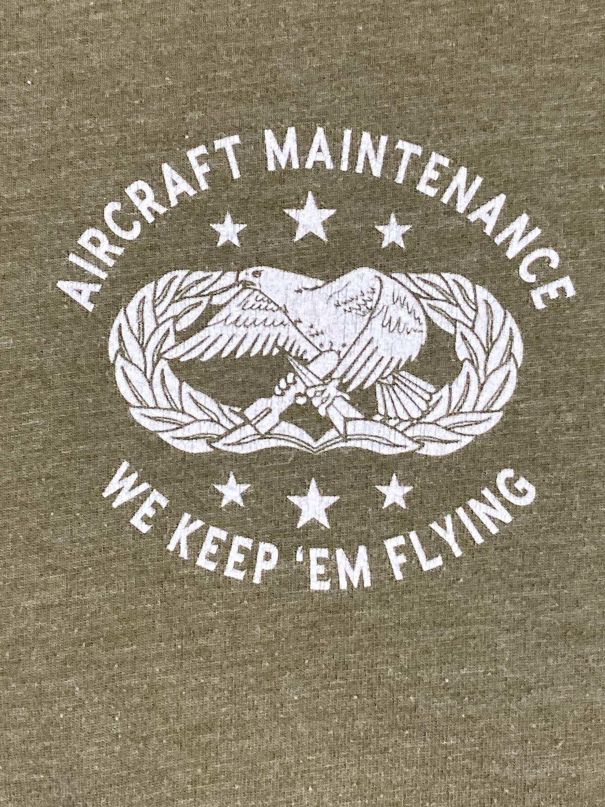 Bunker 27 Men's USAF Aircraft Maintenance T-Shirt Flight Line Warrior Green Sz M