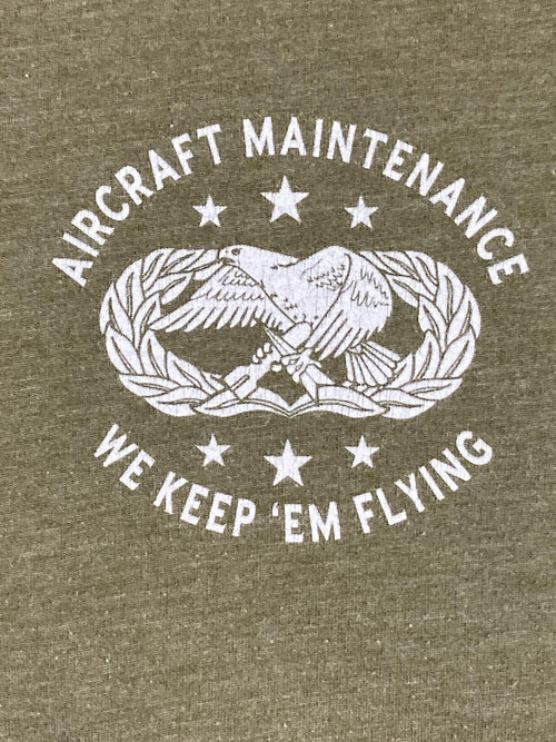 Bunker 27 Men's USAF Aircraft Maintenance T-Shirt Flight Line Warrior Green Sz M